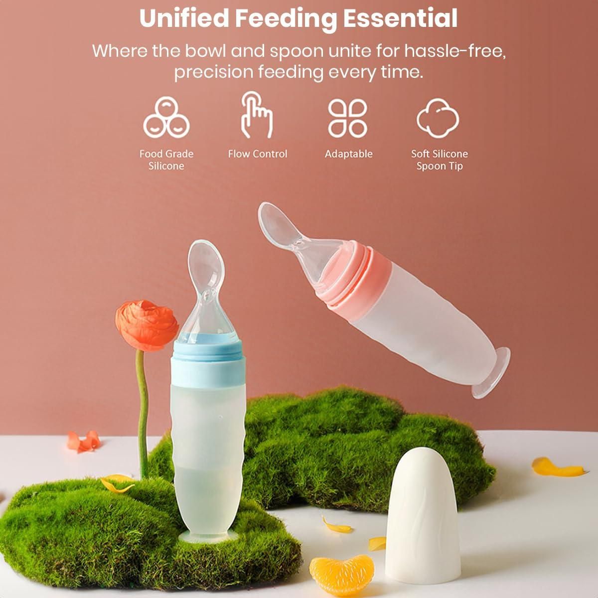 Gentle Self-Feeding Starts Here! Silicone Squeeze Feeder Spoon for Babies