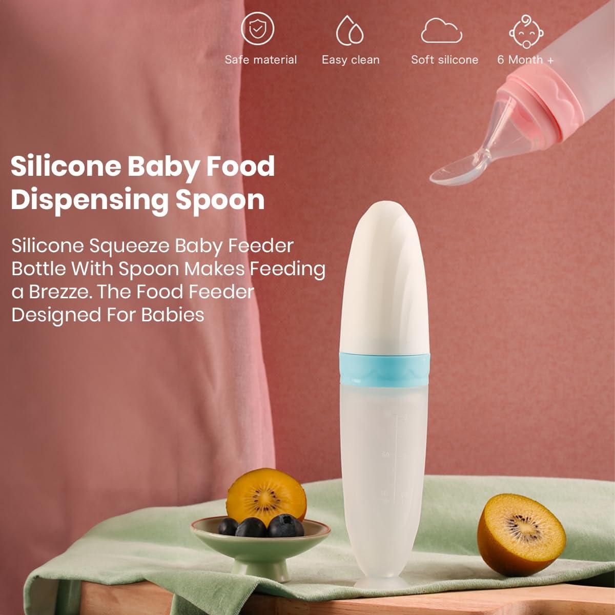 Gentle Self-Feeding Starts Here! Silicone Squeeze Feeder Spoon for Babies