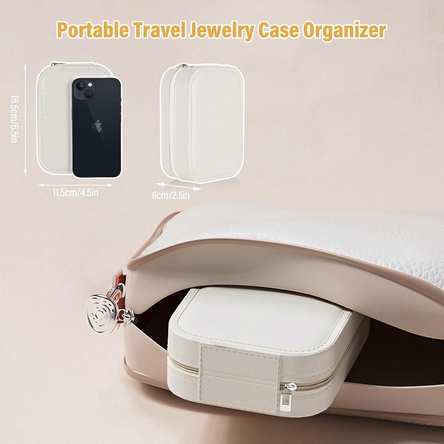 White Jewellery Box with LED Mirror | Portable Travel Case