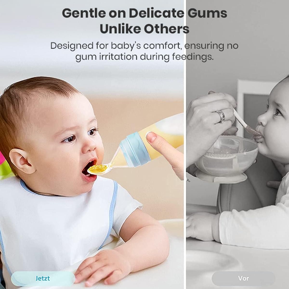 Gentle Self-Feeding Starts Here! Silicone Squeeze Feeder Spoon for Babies