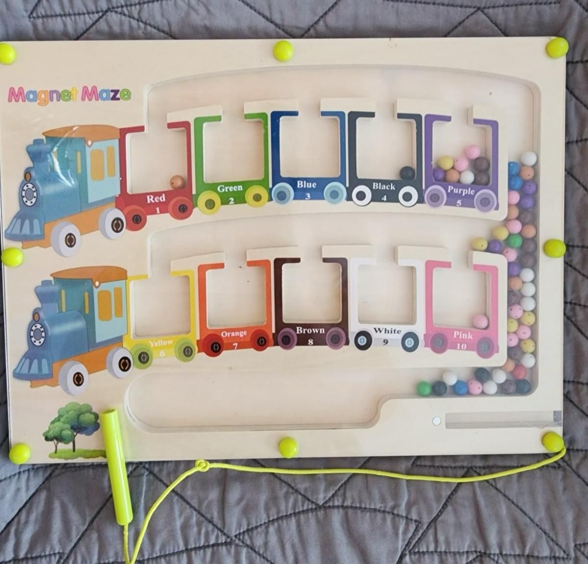 Magnetic Montessori Color & Number Maze Board – Wooden Puzzle Game for Kids | Fine Motor Skills, Counting & Travel Toy