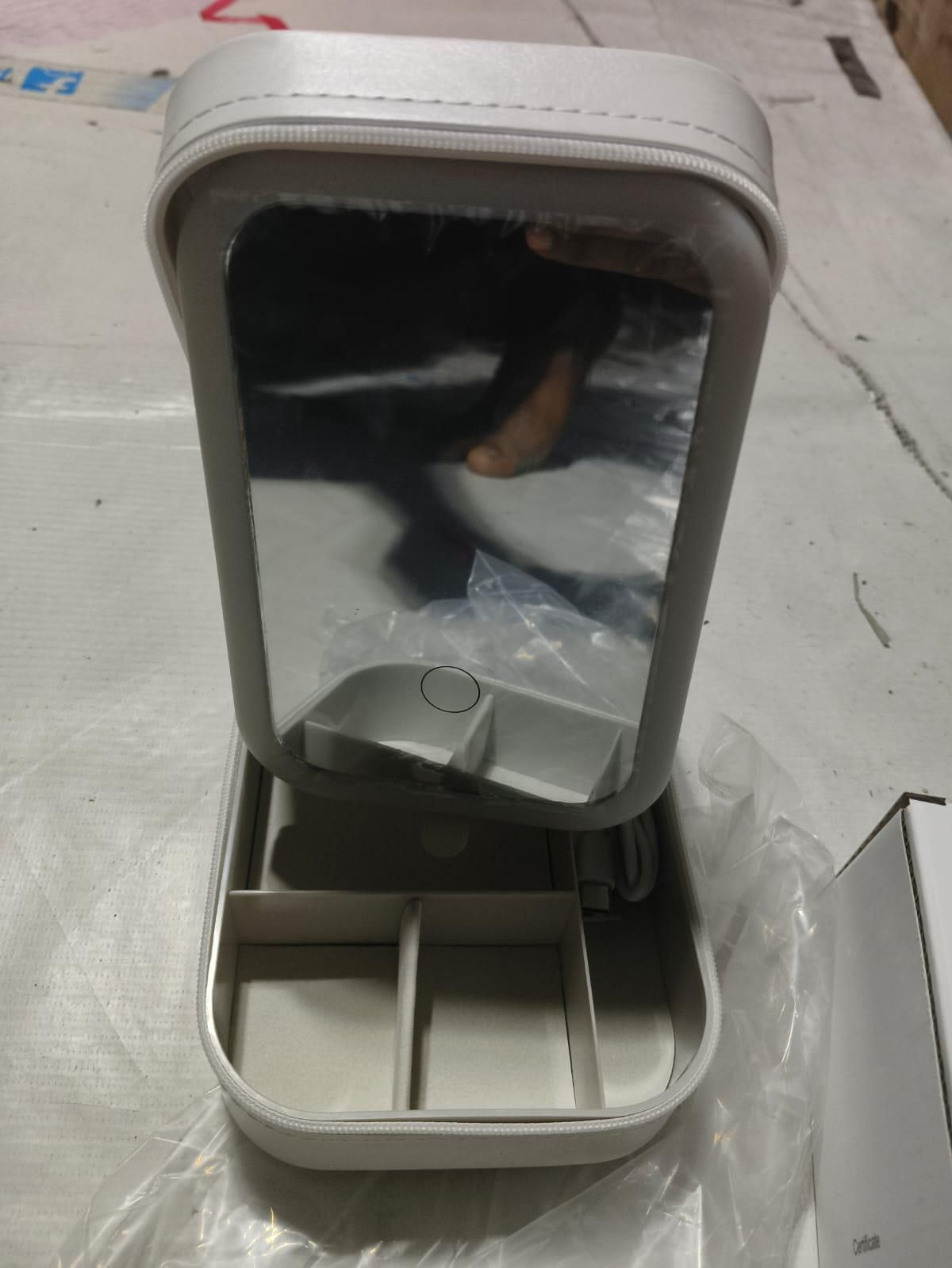 White Jewellery Box with LED Mirror | Portable Travel Case