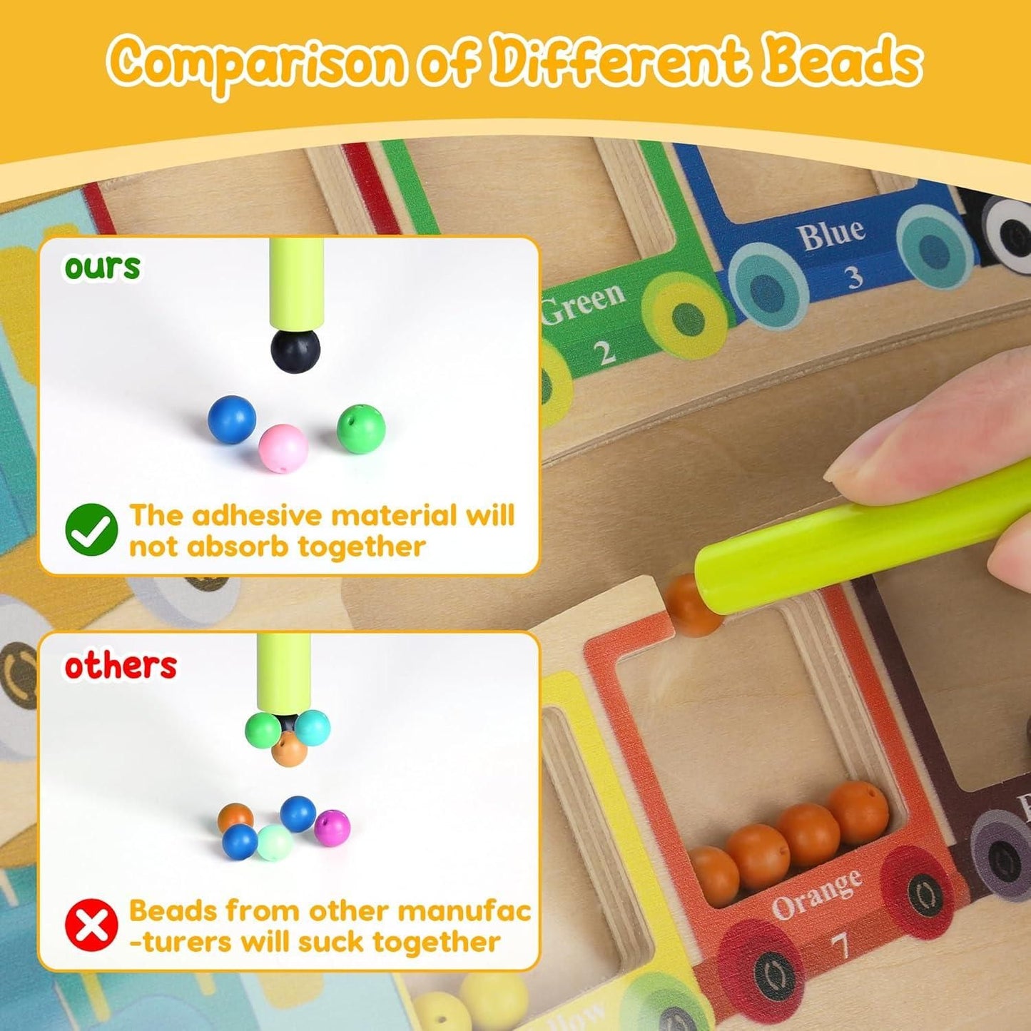 Magnetic Montessori Color & Number Maze Board – Wooden Puzzle Game for Kids | Fine Motor Skills, Counting & Travel Toy